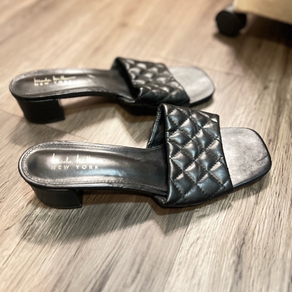 Nicole Miller Black Quilted Mules - Picture 2 of 3